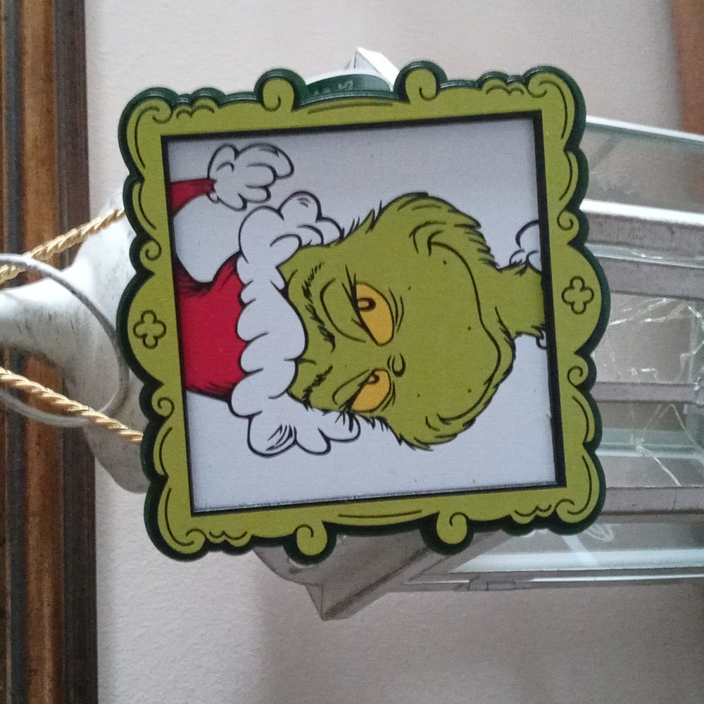Grinch wood ornament